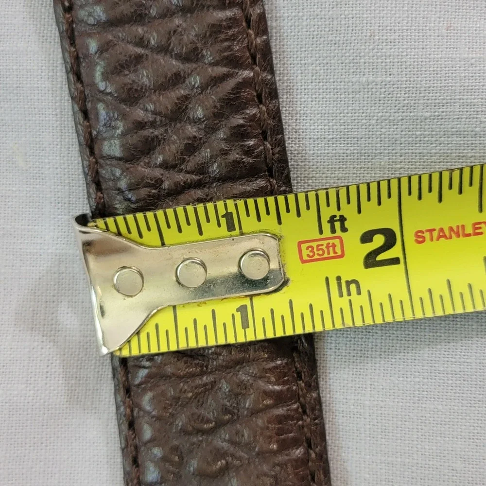 Mens Brown Genuine American‎ Bison Leather Belt Made in USA Size 28 Pebbled EUC
